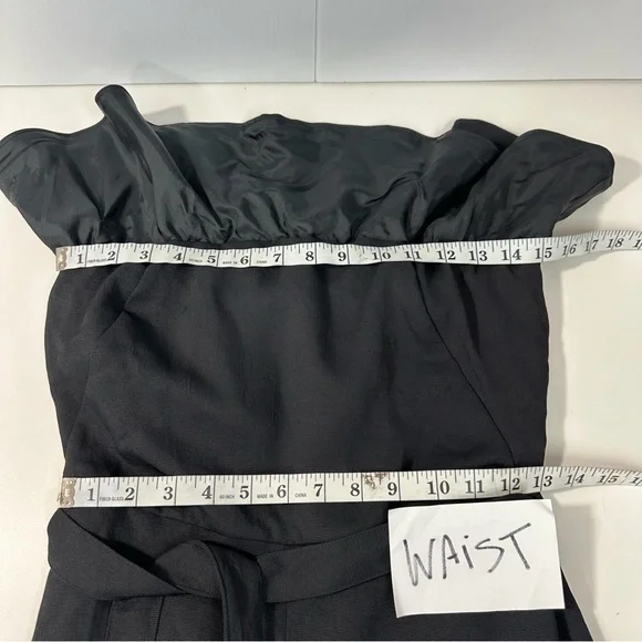 ARITZIA Babaton Black Flutter Jumpsuit Sz 8 Self Tie Belt Resort Party Pretty - Picture 14 of 16